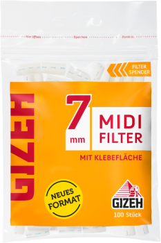 Gizeh Midi Filter 7mm Eindrehfilter mit Klebefläche 10 Beutel je 100 Stück 10er